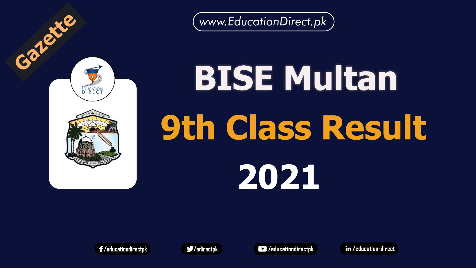 BISE Multan 9th Class Result 2021, Search by name, Download Result